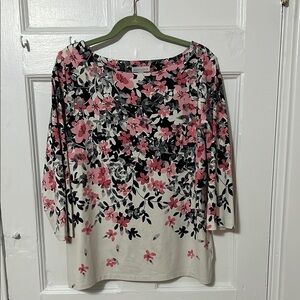 Pink and black floral charter club 3/4 sleeve